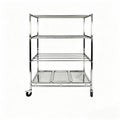 Multi-Tier Stainless Steel Storage Rack with Wheels, Mobile Kitchen Shelving Unit for Home and Commercial Use