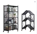 Foldable Metal Kitchen Storage Rack, Countertop Tableware Organizer Shelf for Kitchen Cabinets and Pantry