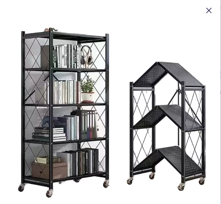 Foldable Metal Kitchen Storage Rack, Countertop Tableware Organizer Shelf for Kitchen Cabinets and Pantry